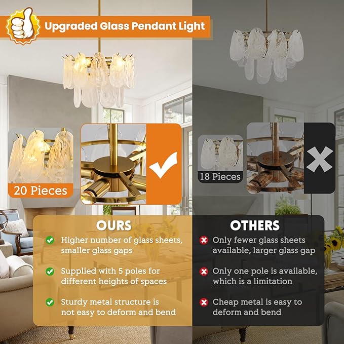 Modern Gold Cloud Glass Chandeliers, 15.7 Inches Creative Crystal Pendant Ceiling Fixture, 2 Tier Luxury Height Adjustable Chandelier, 4-Light for Bedroom Living Room Dining Room Hallway Foyer (E12)
