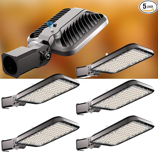 Lightdot 5Pack LED Parking Lot Lights 240W 36,000Lumens Parking Lot Lights Outdoor 5000K ETL IP65 Waterproof Led Pole Light with Photocell Slip Fitter Mount for Parking Lot,Yard,Driveway-7Yrs Warranty