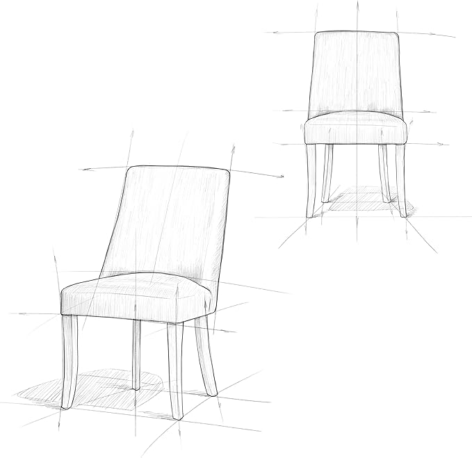 SIMPLIHOME Walden Dining Chairs - Upholstered Solid Hardwood Frame and Linen-Style Fabric Kitchen Chair Set in Slate Grey, Modern Dining Room Seating with Curved Back and Padded Seat (Set of 2)