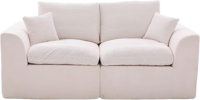 80.3" Cloud Loveseat Boneless Sofas for Living Room, 2 Seaters Modular Foam Cloud Sofa Couches, 2 Seat Compression Foam Couch with Toss Pillows, No Assembly Required