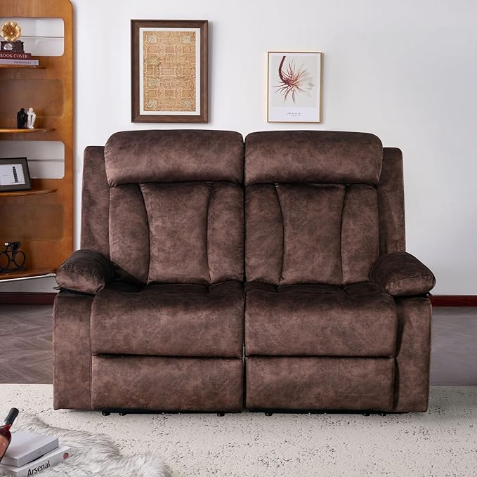 Power Reclining Loveseat with Massage & Heat, Loveseat Recliner Sofa with Cup Holders, Electric RV Sofa with USB/Type C/Side Pocket, Wall Hugger Recliner Loveseat for Living Room