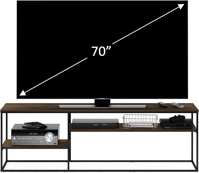 Furinno Moretti Modern Lifestyle TV Stand, Entertainment Center for TV up to 78 Inch, for Living Room, Bedroom, Brown Walnut