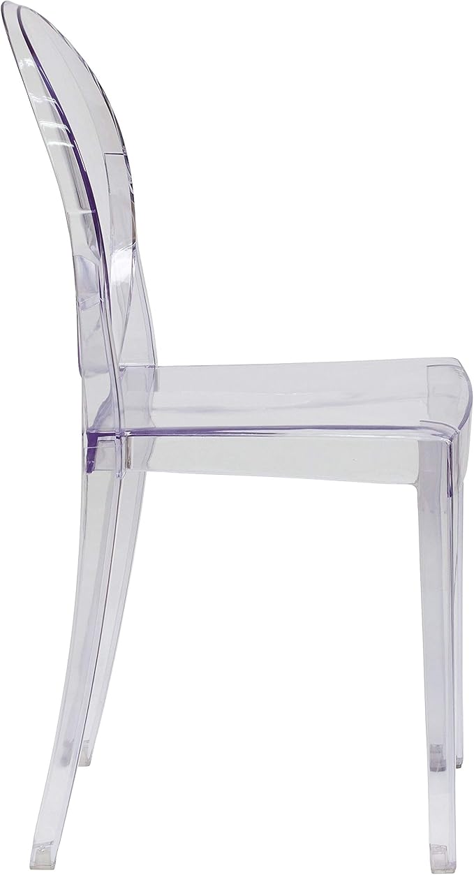 Flash Furniture Murray Indoor/Outdoor Ghost Accent and Dining Chairs, Stackable Transparent Restaurant Chairs, Set of 4, Transparent Crystal
