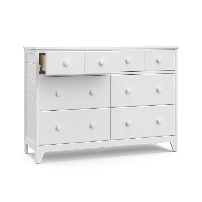 Storkcraft Moss 6 Drawer Dresser (White) – GREENGUARD Gold Certified Nursery Dresser, Safety-Focused Interlocking Drawer System, Chest of Drawers for Bedroom, Wood Craftsmanship