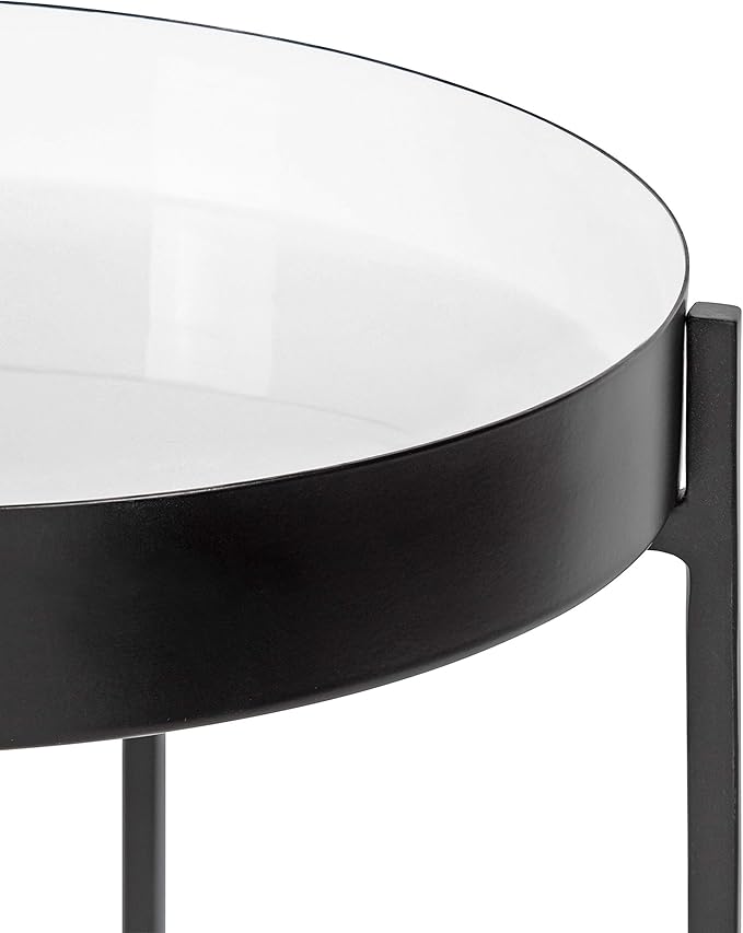 Kate and Laurel Nira Two-Tiered Modern Side Table, 15" x 15" x 24", White and Black, Chic Contemporary End Table for Storage and Decor