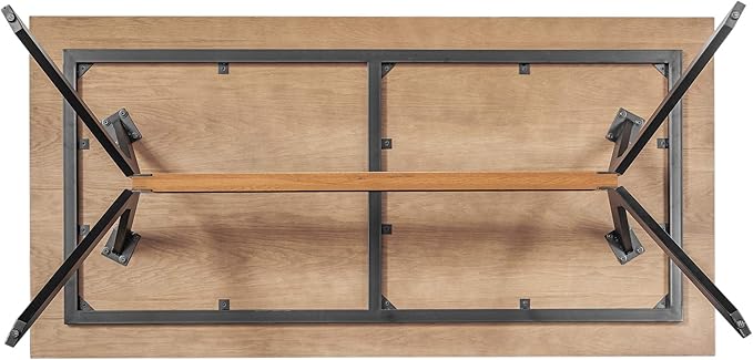 Armen Living Nevada Rustic Oak Wood Trestle Base Dining Table in Balsamico