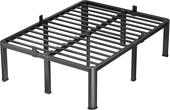 18 Inch California King Heavy Duty 3500 lbs Bed Frame with Round-Corner Legs & Anti-Squeak Design – Quick Assembly Metal Platform, No Box Spring Needed