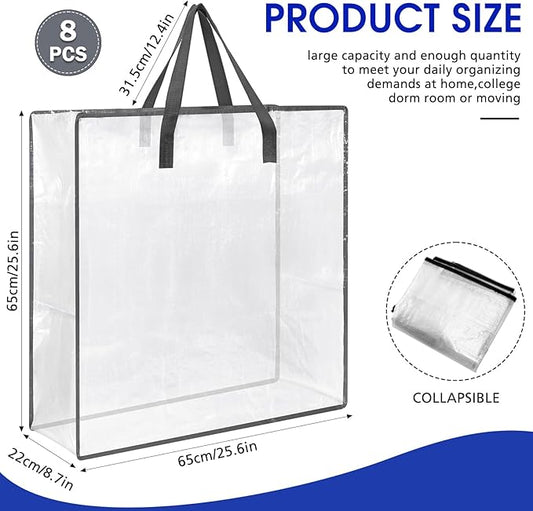 8 Pcs Clear Wreath Storage Bags 26 Inch St. Patrick's Garland Container Door Garland Holiday Wreath Storage Holder with Handle and Zipper Heavy Duty Plastic Packing Totes(Gray)