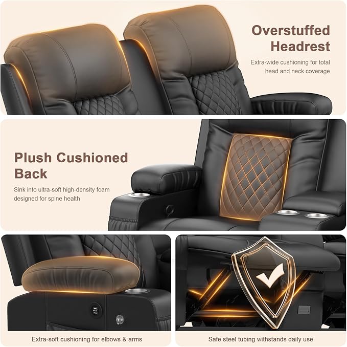 YONISEE Living Room Furniture Set, Loveseat Recliner and 2PC Massage Recliner Chair, Luxury Reclining Sofa 3PC Set for Living Room (2+1+1)