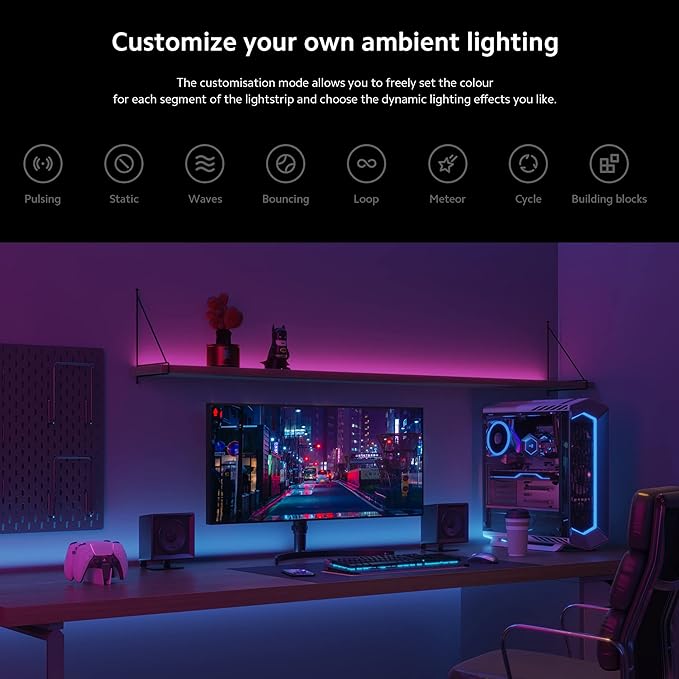 Xiaomi Smart Lightstrip (2m/6.6ft), Compatible with Alexa, Google Assistant, Apple Homekit Home App, WiFi Compatible, Music sync | Dynamic Ambient Lighting | Custom dimming | Smart-Linking