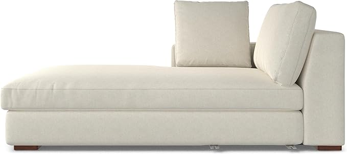 SIMPLIHOME Charlie Left-Facing Sectional Sofa in 100% Recycled Polyester Tightly Woven Performance Fabric, Cream, 122-inches Wide, Handcrafted Contemporary Style L-Shaped Couch with Chaise
