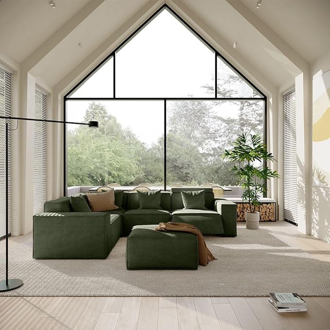 105" Power Sofa L-Shaped Couch,Modular Sectional Couches for Living Room,Modern Large Sofa with Recliners,Comfy Velvet Cloud Couch with Deep Seat with 1 Ottoman,Pet Friendly for Home Office(Green)