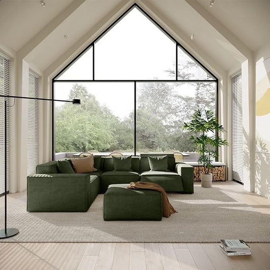 105" Power Sofa L-Shaped Couch,Modular Sectional Couches for Living Room,Modern Large Sofa with Recliners,Comfy Velvet Cloud Couch with Deep Seat with 1 Ottoman,Pet Friendly for Home Office(Green)