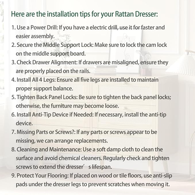 3 Drawer Rattan Dresser for Bedroom, Modern Wooden Dresser Chest with Handles for Bedroom, Hallway and Living Room, Black