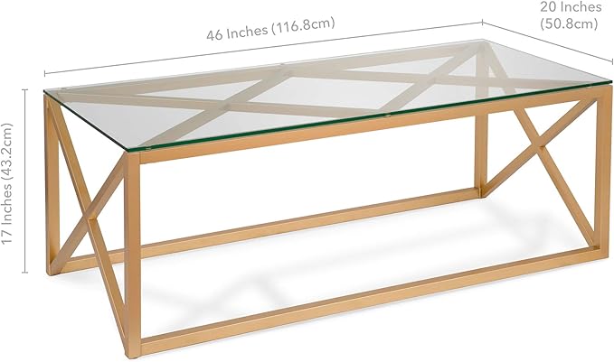 Dixon 46'' Wide Rectangular Coffee Table in Brass