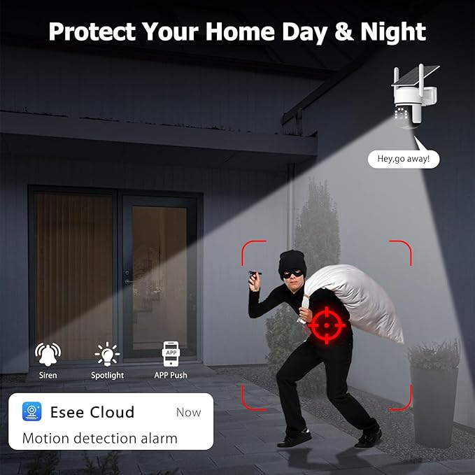 Solar Security Cameras Wireless Outdoor, 2 Cam-Kit, 4MP Home Security System with Color Night Vision, 2.4G & 5G WiFi, 360° Pan & Tilt, 64GB Local Storage, No Subscription, Motion Detection, Spotlight