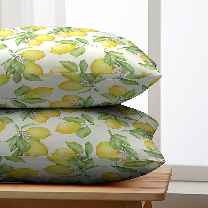 Lemon Pillow Covers 12x20 Set of 2 Yellow Green Fruits and Leaf Floral Throw Pillows Farmhouse Summer Outdoor Decorative Lumbar Pillow Case for Bed Couch Sofa Living Room