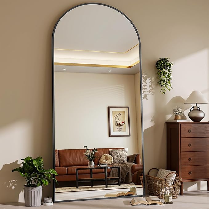71"x25" Arched Mirror Full Length, Standing Floor Mirror, Wall Mounted Mirror with Aluminum Frame - for Standing, Leaning or Hanging, for Living Room Dressing Room, Silver