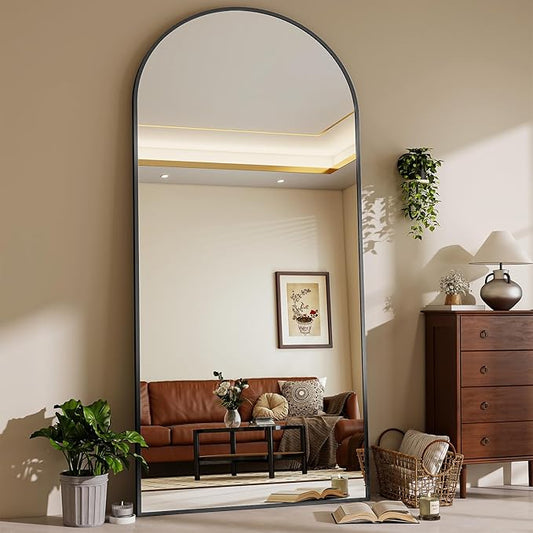 71"x25" Arched Mirror Full Length, Standing Floor Mirror, Wall Mounted Mirror with Aluminum Frame - for Standing, Leaning or Hanging, for Living Room Dressing Room, Silver