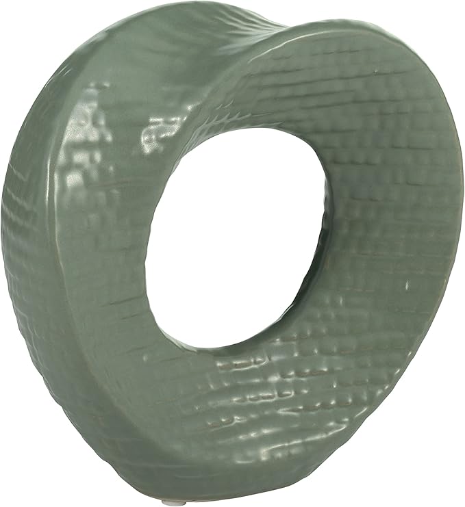 Ceramic Decorative Object – Table Home Decor Accent, Tabletop Decor For Shelf Or Console, Modern Decorative Objects For Collected, Minimal Styling – 8", Green