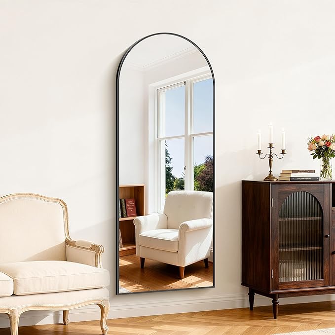 Arched Mirror, 24’’x60’’ Black Arch Mirror for Bathroom, Arched Bathroom Mirror with Frame, Modern Wall Mounted Mirror for Over Sink Mantle Bedroom Vanity Living Room Entryway