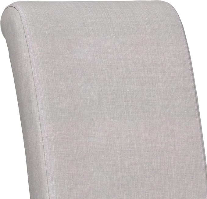 SIMPLIHOME Avalon Dining Chairs - Upholstered Solid Hardwood and Linen-Style Fabric Parsons Chair Set in Light Beige, Contemporary Dining Room Seating with Curved Back and Cushioned Seat (Set of 2)