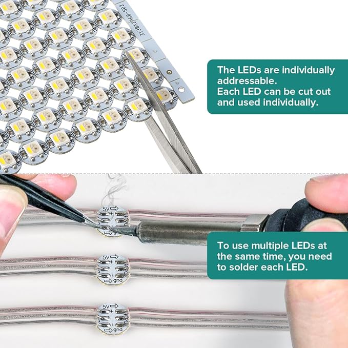 BTF-LIGHTING SK6812(WS2812B) RGBW LED Chips 100PCS RGB+Cool White Individually Addressable 5050SMD Module Pixels Light DC5V White PCB Chasing Dream Color for Christmas(No Adapter or Controller)