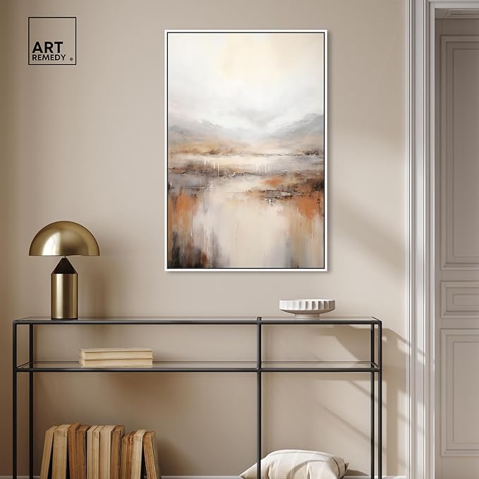 Art Remedy Natural Cascades Canvas Muted Abstract Wall Art, White Frame, 24" x 36"