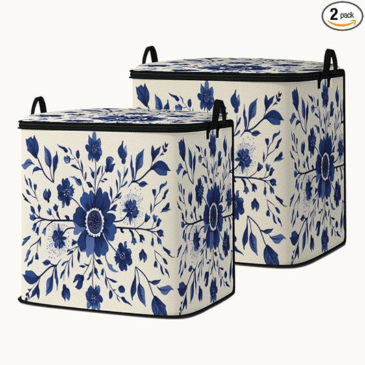 2pcs closet organizers and storage under bed,clothing blanket sweater sheet bedding comforter duvet quilt pillow toy storage bags with lids,dorm room essentials for containers 95L
