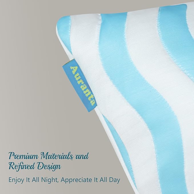 Pillows Queen Size Set of 2 - Cooling Shredded Memory Foam Bed Pillows for Sleeping, Adjustable Loft for Side, Back, and Stomach Sleepers, Medium Firm Support with Washable Cover, Blue