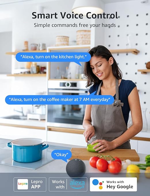 Lepro P1 Smart Plug Mini 15A, Smart Home Wi-Fi Outlet Plug, Compatible with Alexa & Google Assistant, APP Control, Safety Lock, Timer & Group Controller, 2.4G WiFi Only, UL & FCC Certified, 2 Pack