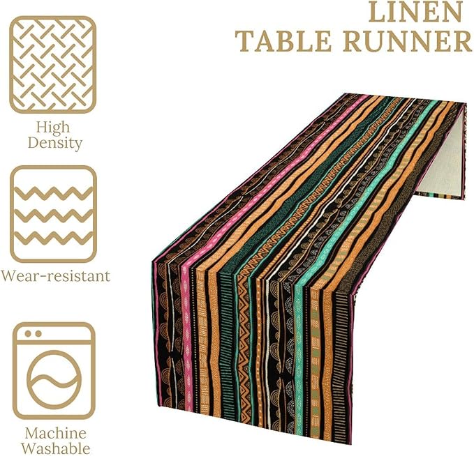 Traditional African Tribal Table Runner Kwanzaa Juneteenth African American Heritage Festival Holiday Party Decoration Home Kitchen Island Dining Room Decor 13x90in