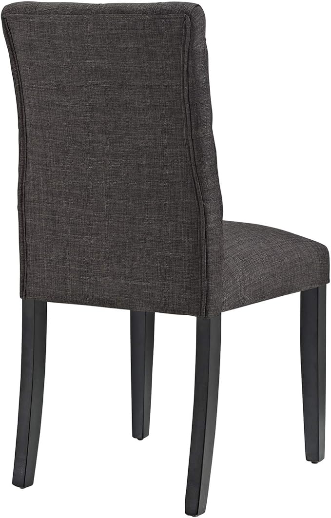 Modway Duchess Modern Tufted Button Upholstered Fabric Parsons Four Dining Chairs in Brown