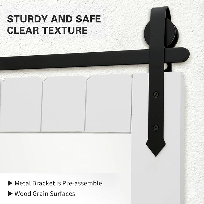 Besdomus Bathroom Farmhouse Wall Mirror: 22"x30" White Barn Door Solid Cedar Wood Frame Vanity Mirror - Wall Mounted Mirror for Bathroom/Living Room/Hallway - Rustic Home Decor for Homemakers