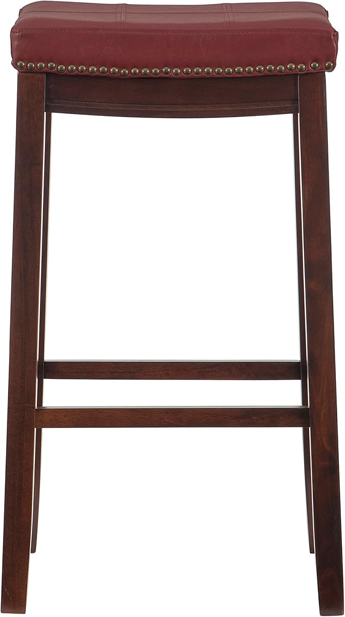 Linon Claridge Bar Stool, 32" x 18.75" x 13", Red