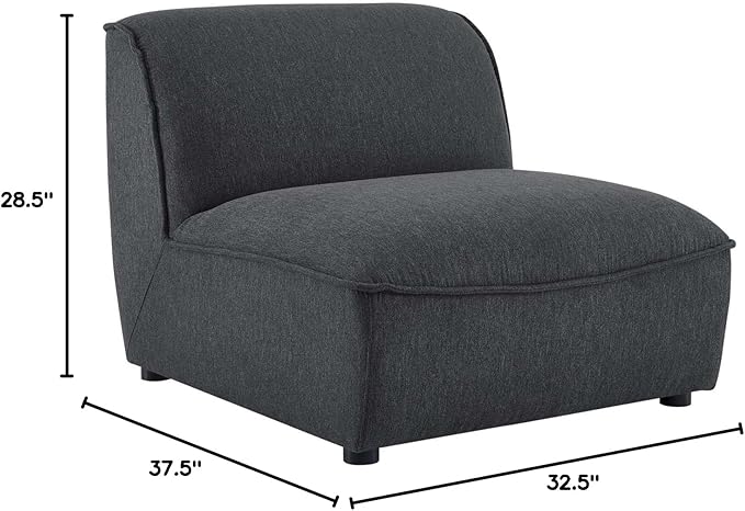 Modway Comprise Fabric Upholstered Sectional, Armless Chair, Charcoal
