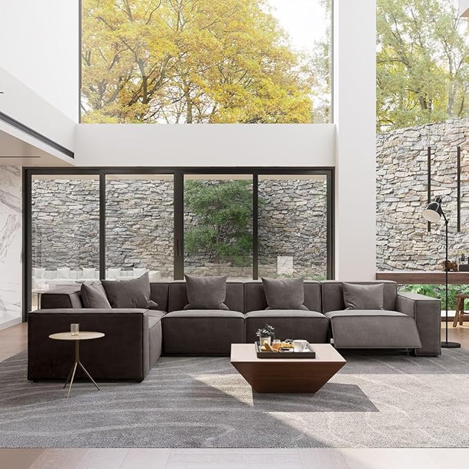141" Power Sofa L-Shaped Couch,Modular Sectional Couches for Living Room,Modern Large Sofa with Recliners,Comfy Velvet Cloud Couch with Deep Seat,Pet Friendly for Home Office(Dark Grey)