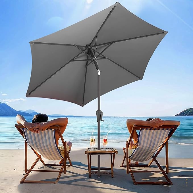 7.5FT Outdoor Patio Umbrella - Table Umbrella Waterprool UV Protection, Sombrillas de Patio with Push Button Tilt, Sun Umbrella for Pool, Porch, Garden, Deck, Backyard (Anthracite)