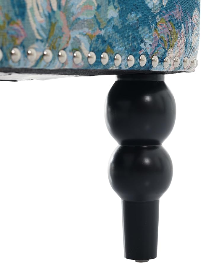 Christopher Knight Home Eve Modern Upholstered Club Chair, Wooden Living Room Accent Chair, Bedroom Comfy Reading Chair, Multifunctional Armchair, Blue Floral