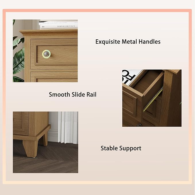 IDEALHOUSE 6 Drawer Dresser, Wooden Storage Chest of Drawers with Exquisite Metal Handles, Large Wide Dresser TV Stand, Modern Drawer Organizer for Bedroom, Living Room, Hallway, Entryway, Brown