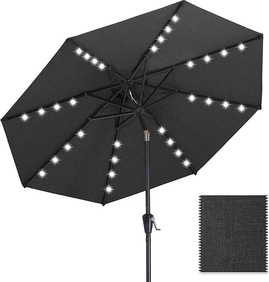 ABCCANOPY OLEFIN® 5-Year No Fading Patio Umbrella with Solar Lights (Dark Gray)