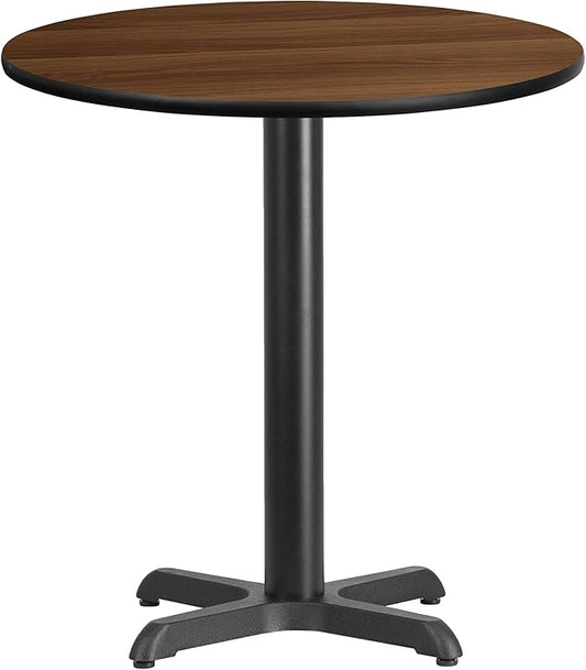Flash Furniture 24'' Round Walnut Laminate Table Top with 22'' x 22'' Table Height Base