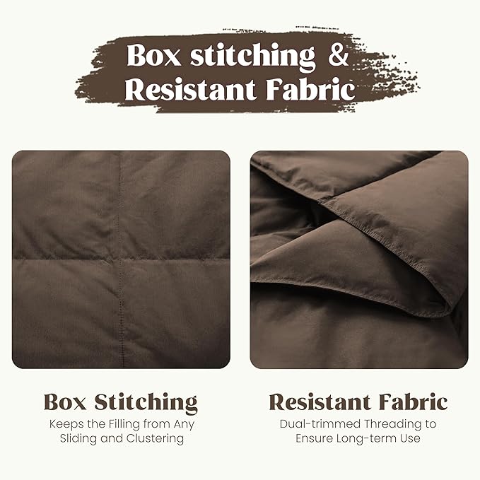 puredown® Soft Feather Down Throw Blanket Lightweight Packable Couch Throw for Indoor and Outdoor Use, Throw 50"X70", Chocolate