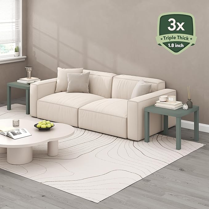 Furinno Classic Side Table Set of 2, Square Modern End Table with 1.8" Triple Thick Tabletop, Simple Night Stand, Bedside Table, Toolless Assembly, for Living Room, Bedroom, Sage Green