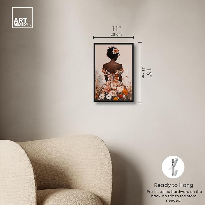 Autumn Bloom Dress Canvas Print Fashion Wall Decor by Art Remedy, Black Frame, 10 x 15