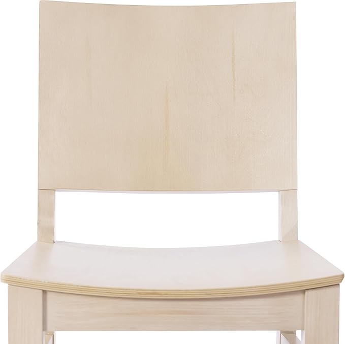 Flash Furniture Naples Commercial Solid Wood Dining Chair, Curved Backrest, Sturdy Mortise and Tenon Construction, Set of 2, Antique White