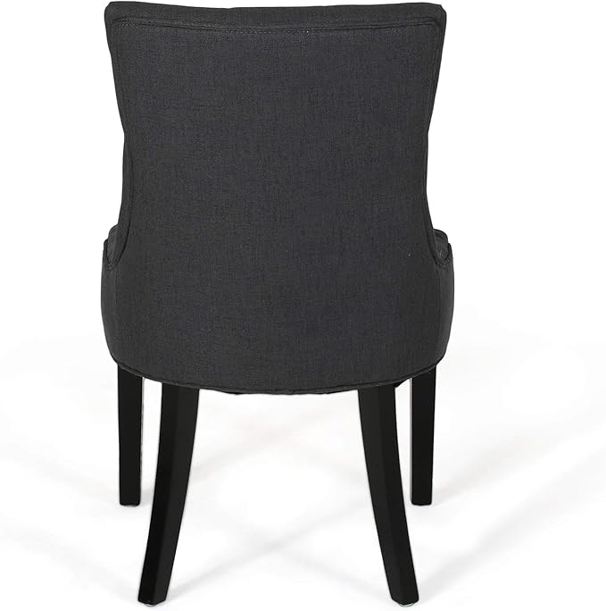 Christopher Knight Home Harriet Contemporary Tufted Fabric Dining Chairs (Set of 4), Dark Gray, Espresso