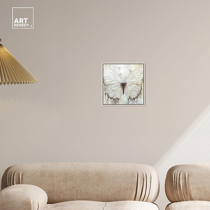 Art Remedy Neutral Beauty Chic Farmhouse Canvas Wall Art, Silver Floater Frame, 12"x12"