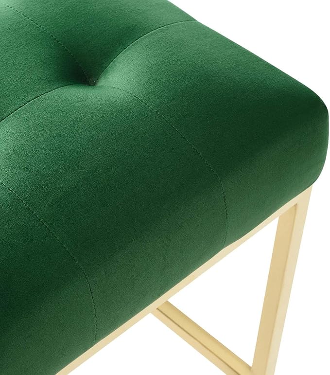 Modway Privy Gold Stainless Steel Performance Velvet Bar Stool, Emerald