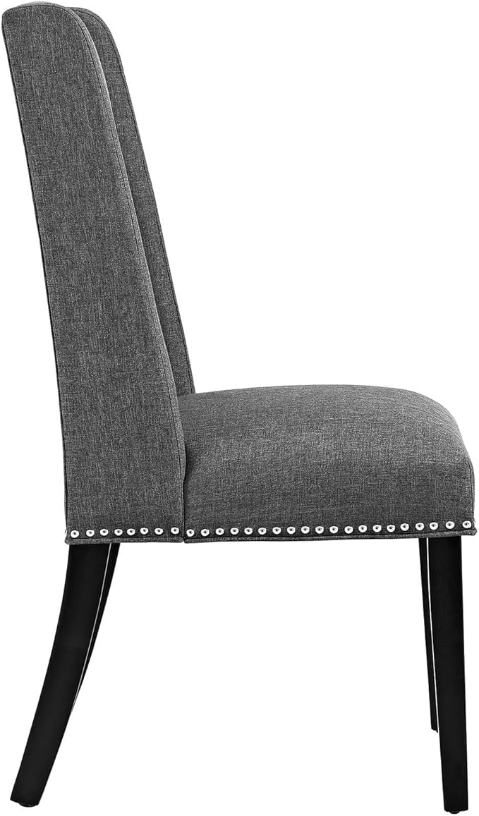 Modway MO- Baron Modern Tall Back Wood Upholstered Fabric, Dining Chair, Gray